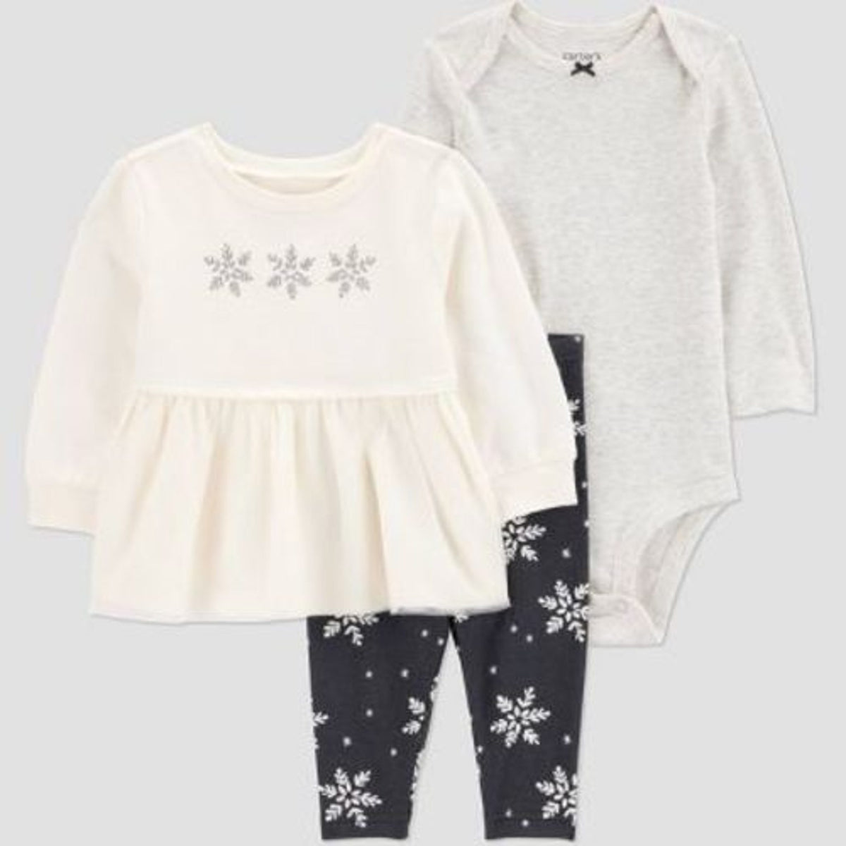 Carter's Baby Girls' 3pc Snowflake Outfit Set - Cream 6M