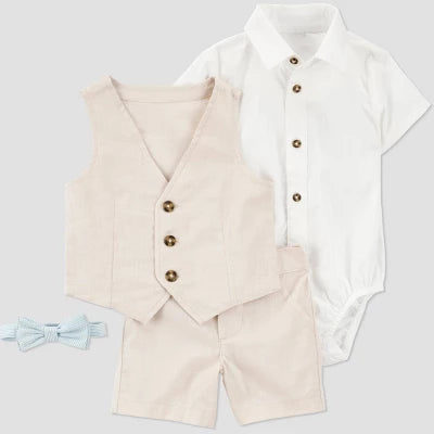 Carter's Baby boys Vest & Shorts Set, 24M,
Tan 3pc