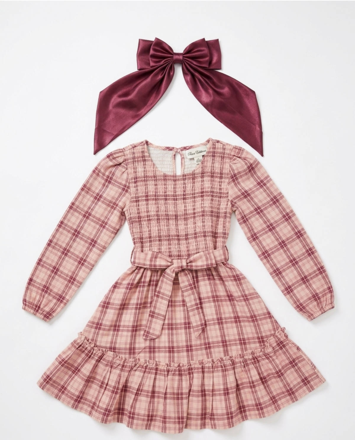 Rare editions Plaid Dress with Bow Set girl
8