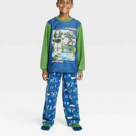 Disney Buzz Lightyear Fleece Pajama Set Boys Small 6/7 with Socks