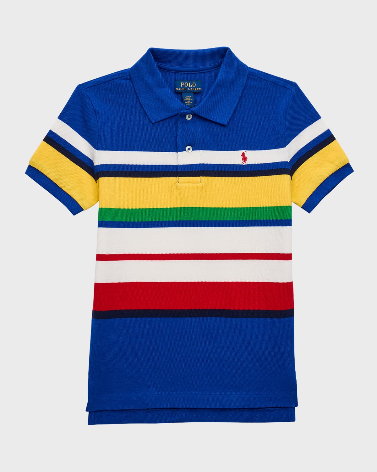 Boy's Striped Mesh Short-Sleeve Polo Shirt,