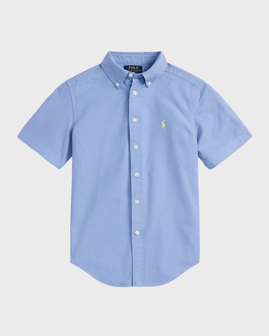 Polo Ralph Lauren Big Boys Cotton Oxford Short-Sleeves Shirt - Harbor Island Blue