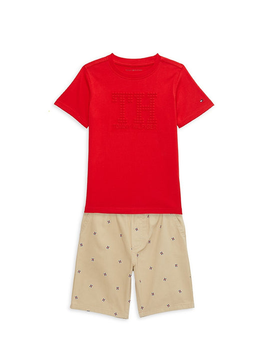 Tommy Hilfiger Little Boy's 2-Piece Tee & Shorts Set - Red - Size 2T
