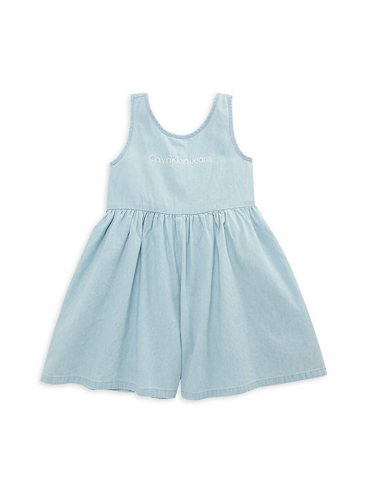 Calvin Klein Little Girls Lightweight Denim Wide Leg Romper - Blue