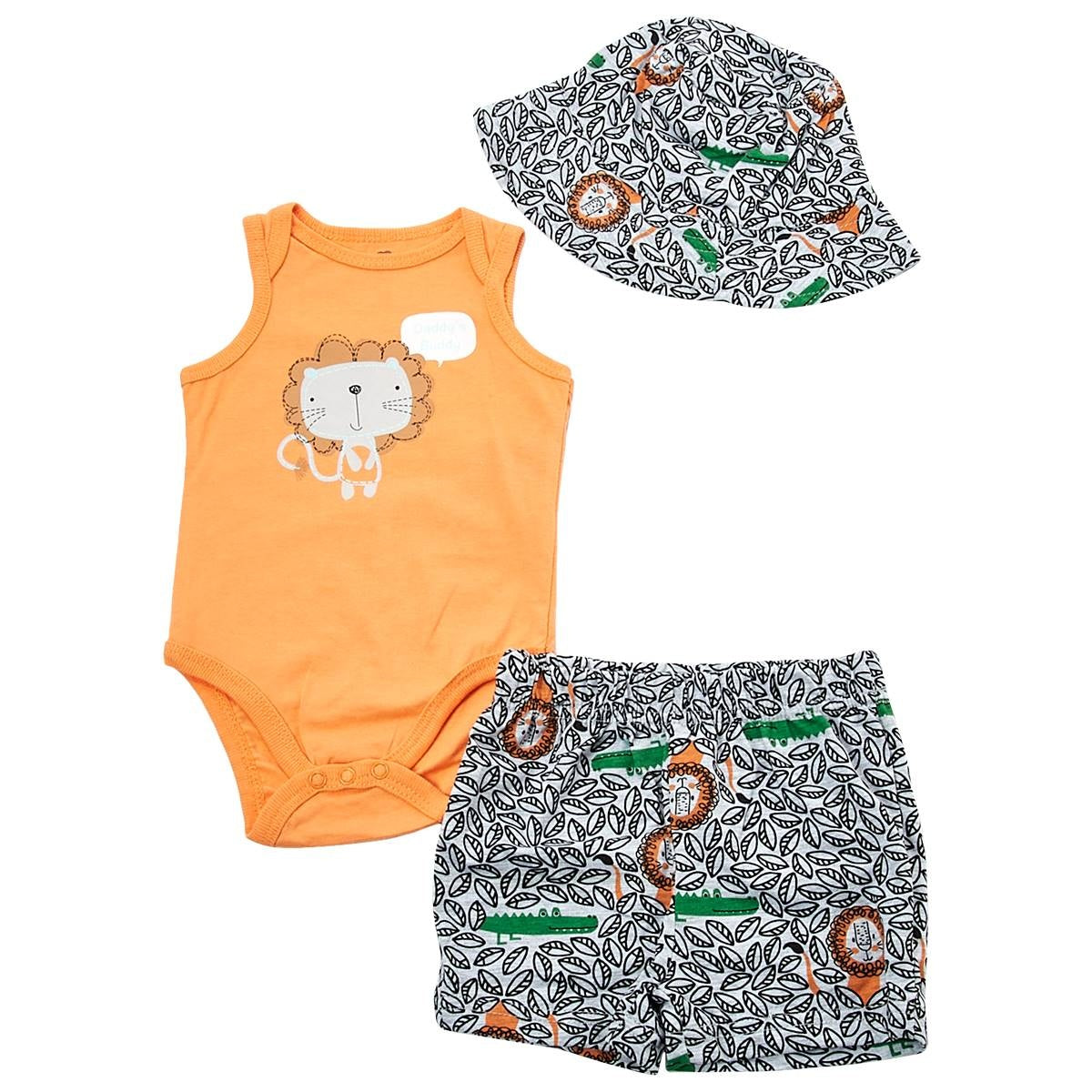 Mini Hop Baby Boy 3pc Lion Shorts Set, 3 Months