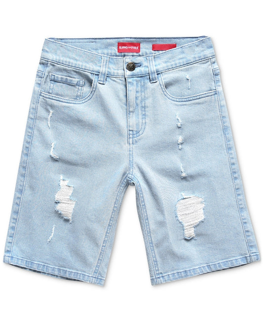 Ring of Fire Big Storm Riot Slim-Fit Stretch Denim Shorts with Rips - Mineral - Boy