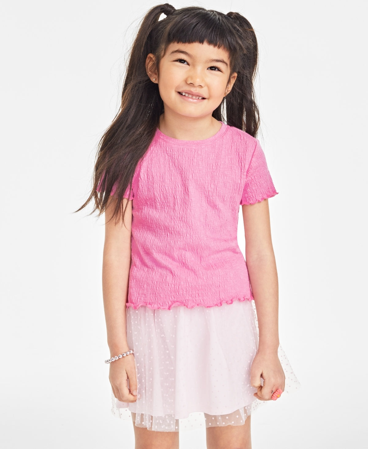 Epic Threads Little Girls Solid-Color Textured T-Shirt - Juicy Pink