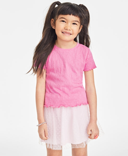 Epic Threads Little Girls Solid-Color Textured T-Shirt - Juicy Pink