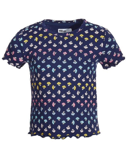 Epic Threads Little Girls Daisy Stripe Printed T-Shirt - Medieval Blue