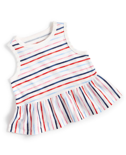 First Impressions Baby Girls Paint Stripe Tank Top - Angel White
