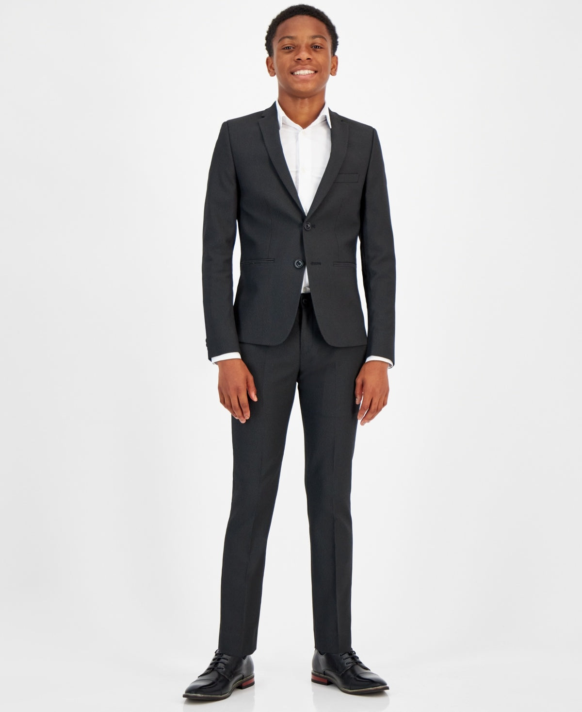 Michael Kors Big Boys Silver 2 Piece Slim Fit Stretch Suit - Charcoal