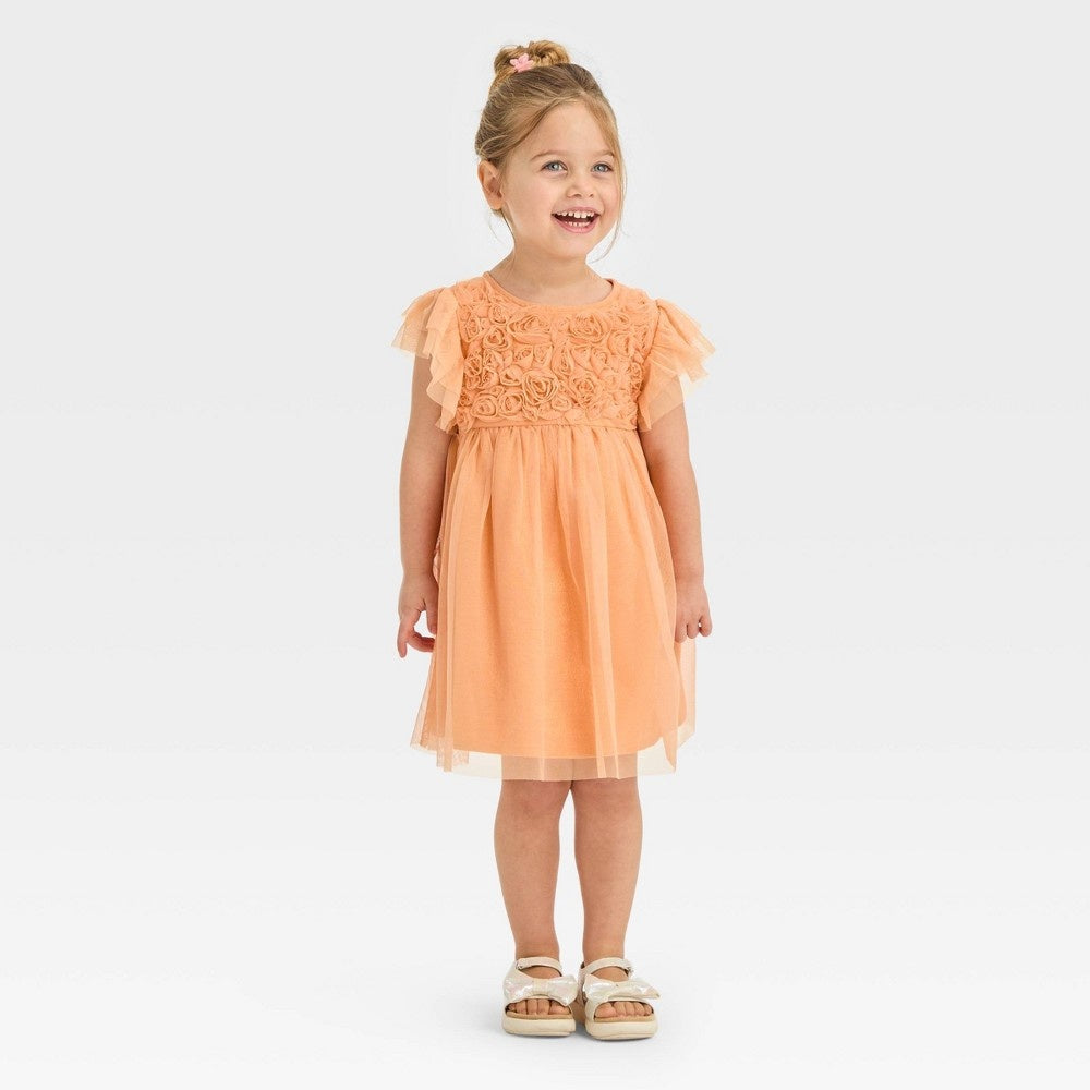 Cat & Jack Toddler Girls' Tulle Dress Peach 2T