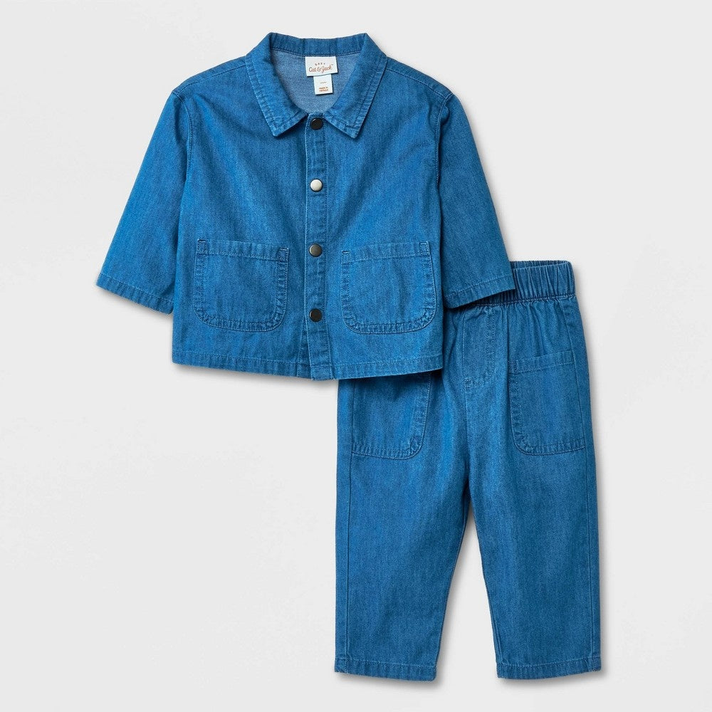 Cat & Jack Baby Denim Top & Bottom Set, Blue 0-3M girl