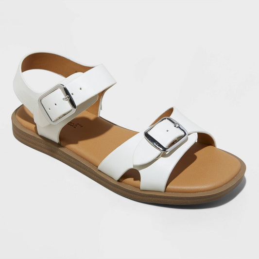 Kids' Shawna Ankle Strap Sandals - Cat & Jack™ White 4 - Girl