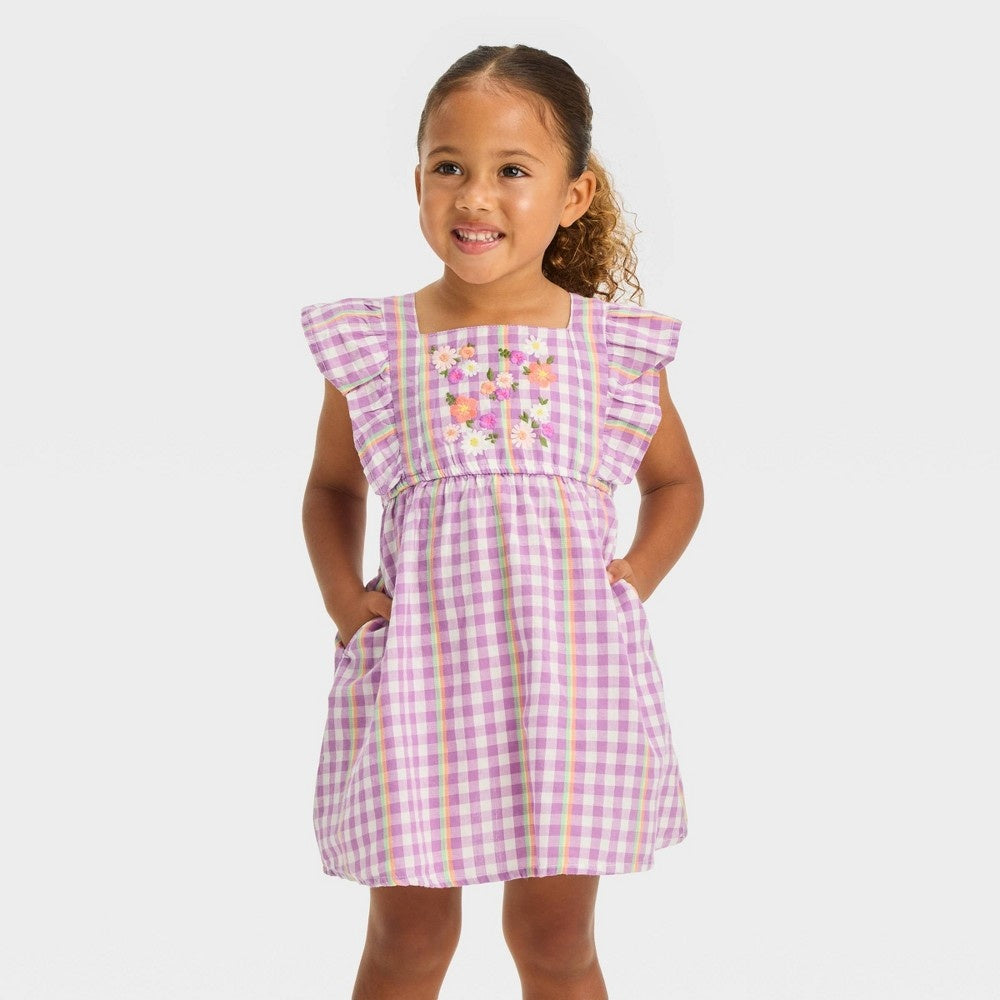 Cat & Jack Toddler Girls' Gingham Dress Purple 18M