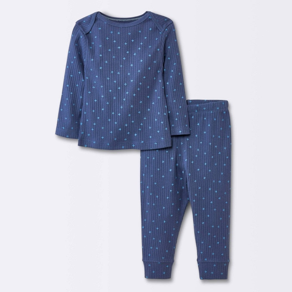 Cloud Island Baby Boys' Navy Blue Ribbed Set 0-3M