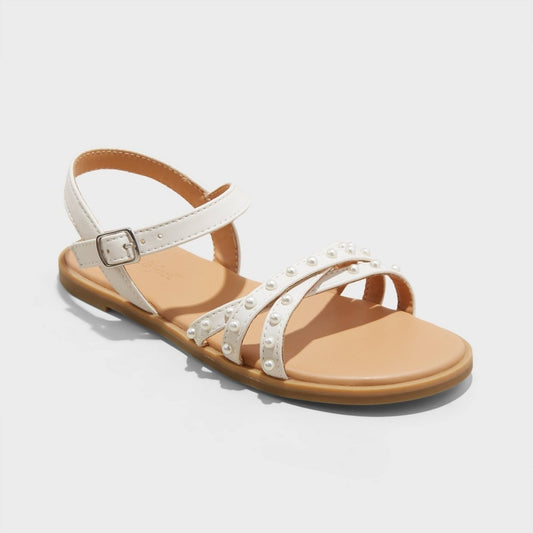 Kids' Cassie Ankle Strap Pearl Sandals - Cat & Jack™ White 1 - Girl
