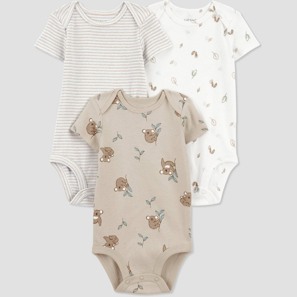 Carter's Just One You® Baby Boys' 3pk Bodysuit - White/Green 3M