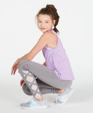 ID Ideology Big Girls Caged-Hem Leggings - Light Heather Melange