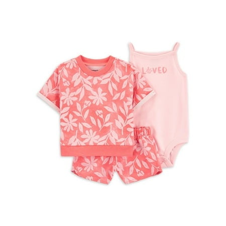 Carter's Baby Girl 3-Piece Shorts Outfit Set 3-6 Months