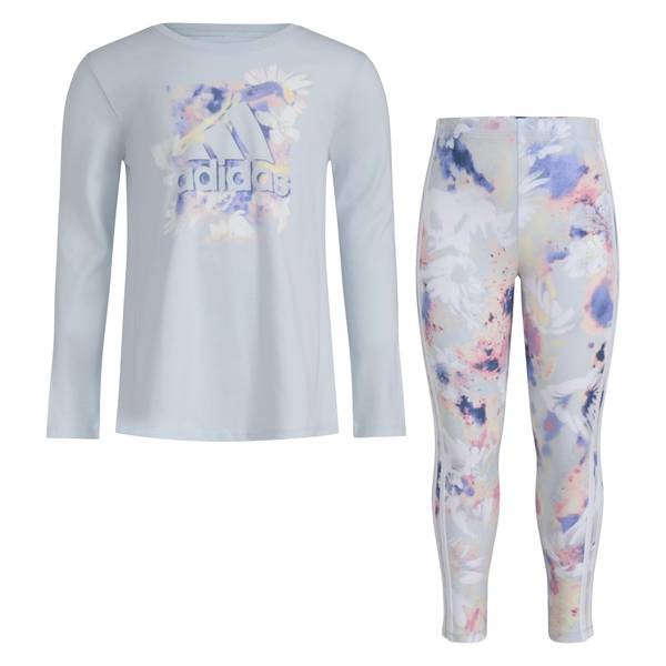 Adidas HALO BLUE Toddler/Little Girls Long-Sleeve T-Shirt & Leggings Set US 6X