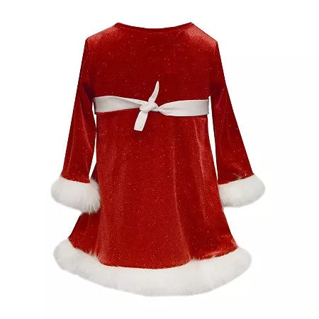 Bonnie Baby Sequin Velvet Santa Dress,
6-9 Months - Red girl
