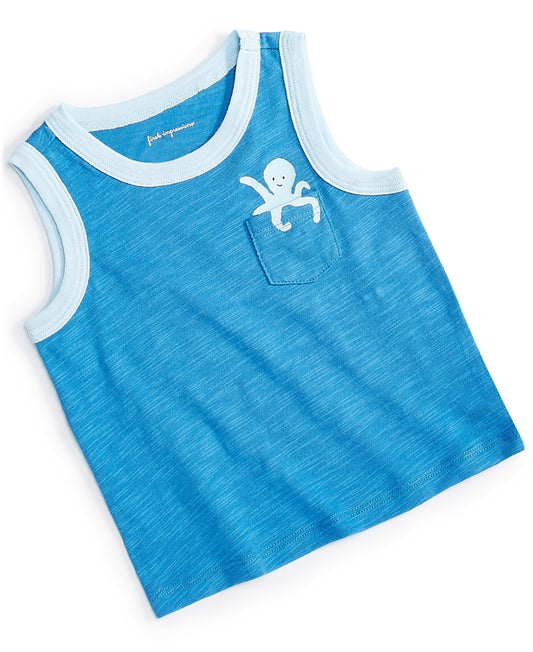 First Impressions Baby Boys Octopus Friend Graphic Pocket Tank Top - Lyric Blue