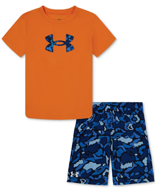 Under Armour Toddler & Little Boys Logo T-Shirt & Printed Shorts, 2 Piece Set - Atomic