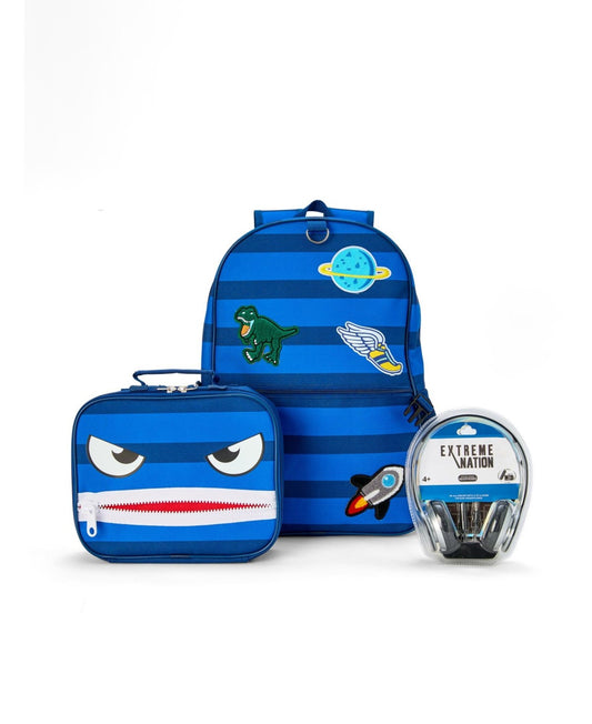 InMocean Boy's Zipper Mouth Backpack Headphone Lunch Set - Multi