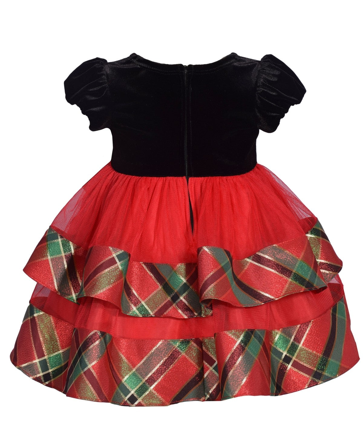 Bonnie Baby Girl Stretch Velvet Tiered Dress Red, 24 Months