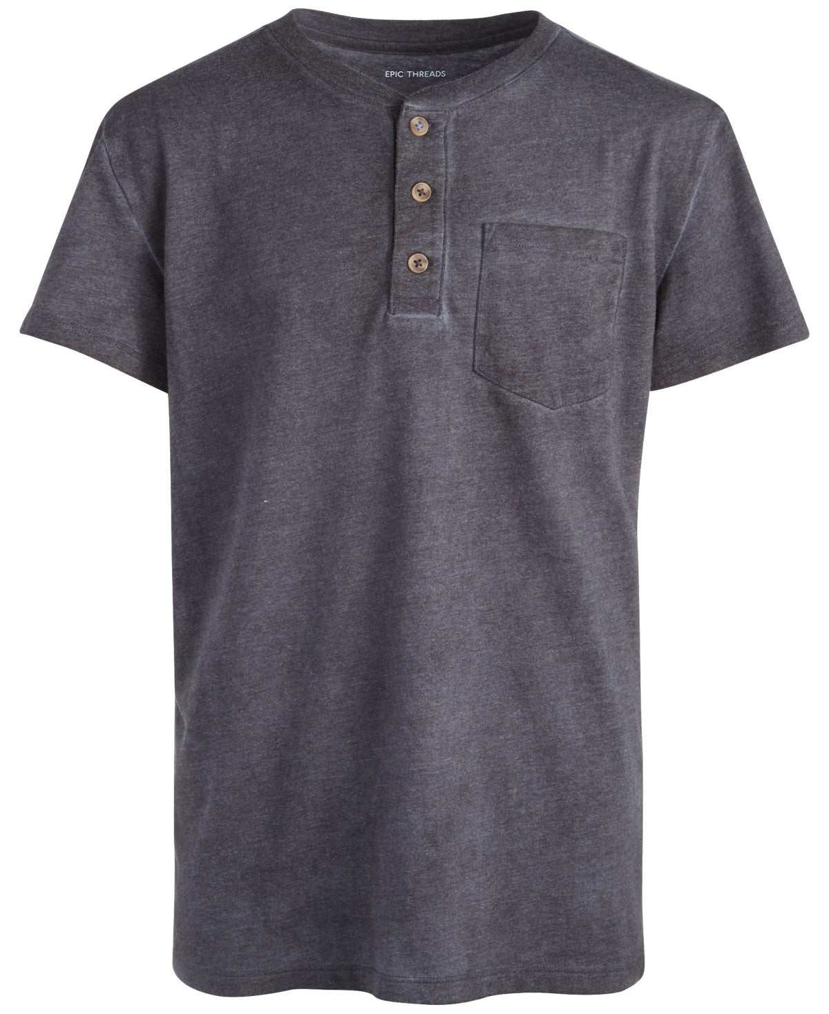 Epic Threads Little and Big Boys Solid Washed Henley T-Shirt - Grey Jewel