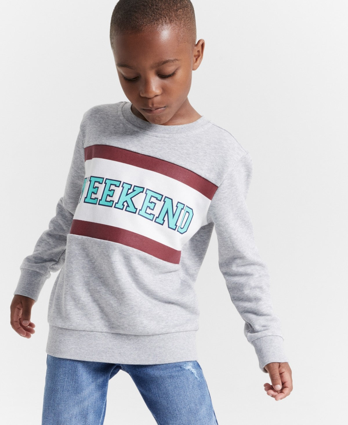 Epic Threads Little and Big Boys Weekend Graphic Sweatshirt - Sterling Hthr