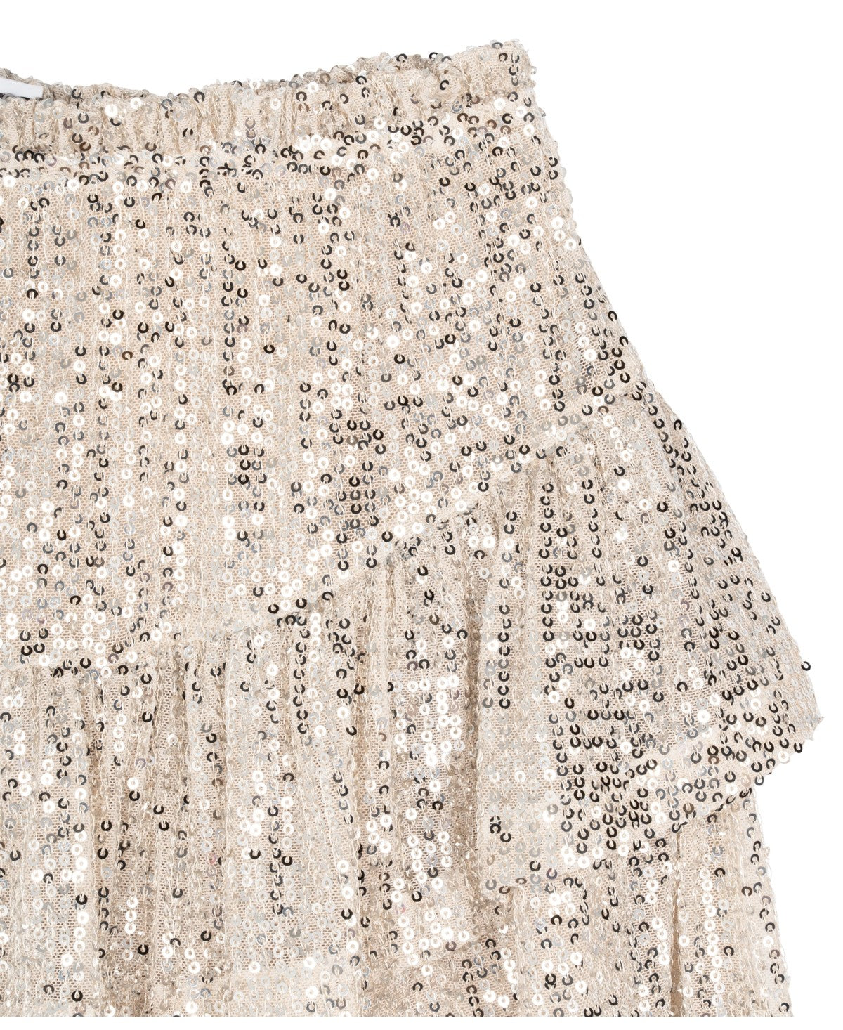 Stella 88 Sequin Mesh Tiered Skirt Ivory, Size L girl