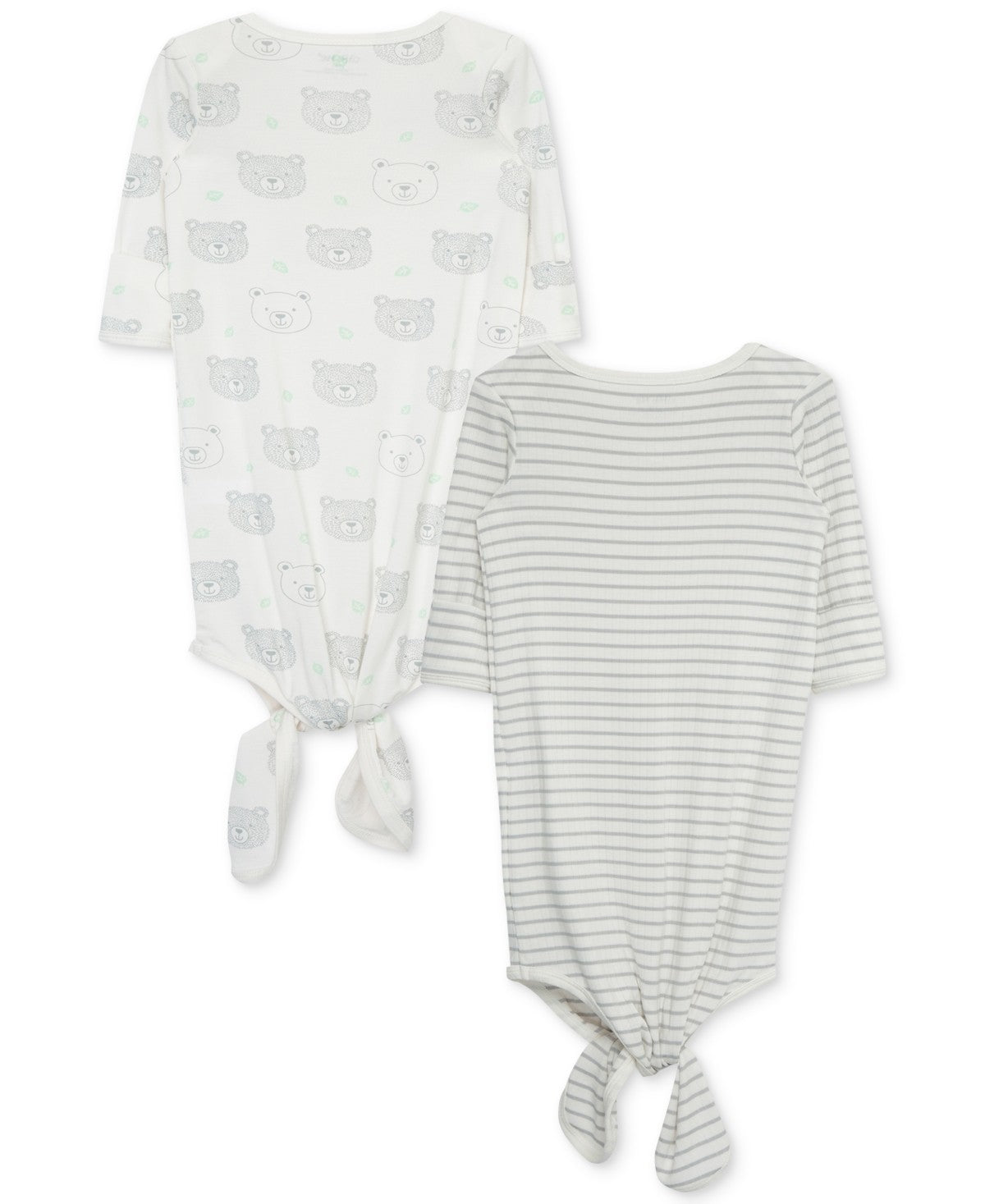 Little Me Baby Bear-Print & Stripes Gowns, 0-3 Months, Pack of 2 - Boy