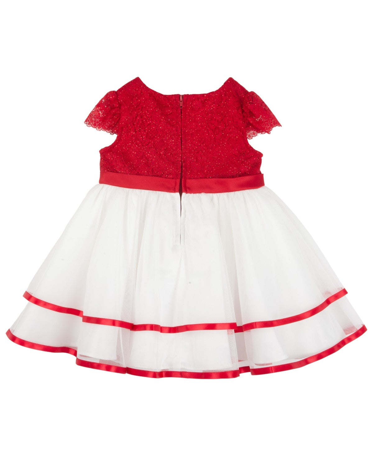Rare Editions Lace Mesh Dress, Red, 18 Months Girl