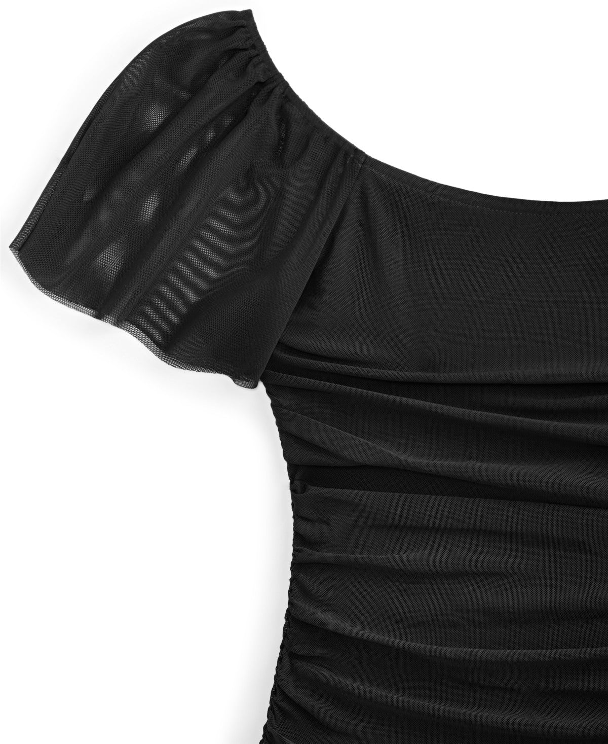 With Jules Ruched Flutter-Sleeve Dress, Black - Size S girl