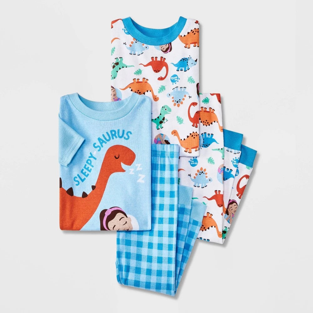 Toddler Boys' 4pc Snug Fit Ms. Rachel Cotton Pajama Set - Blue 12M