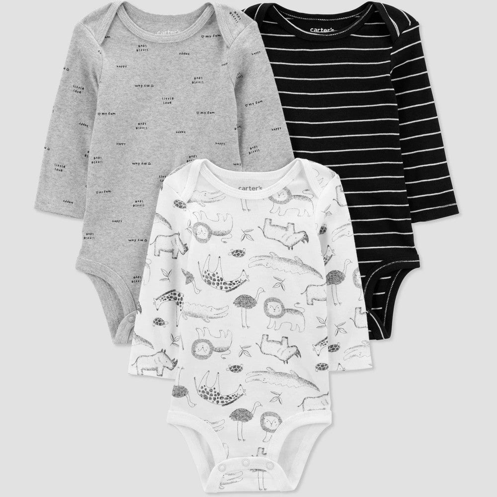 Carter's Just One You Baby Boys' 3pk Bodysuits - Size Newborn