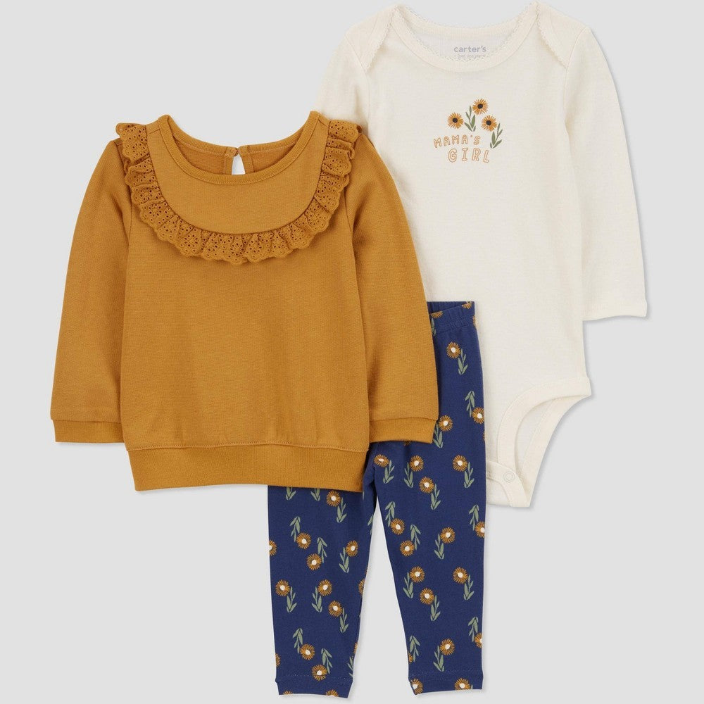 Carter's 'Mama's Girl' 3pc Set Yellow 9M