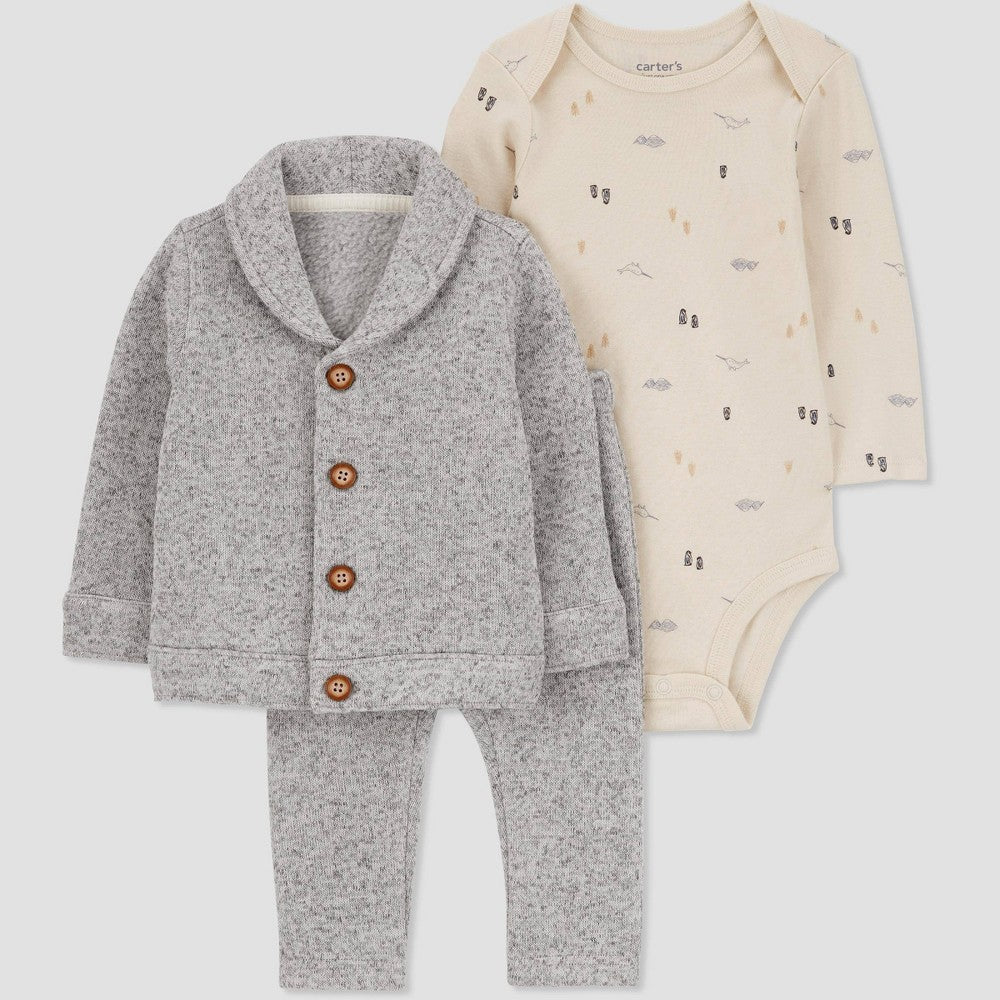 Carter's Baby Boys' 3pc Sweater Set Gray, 6M