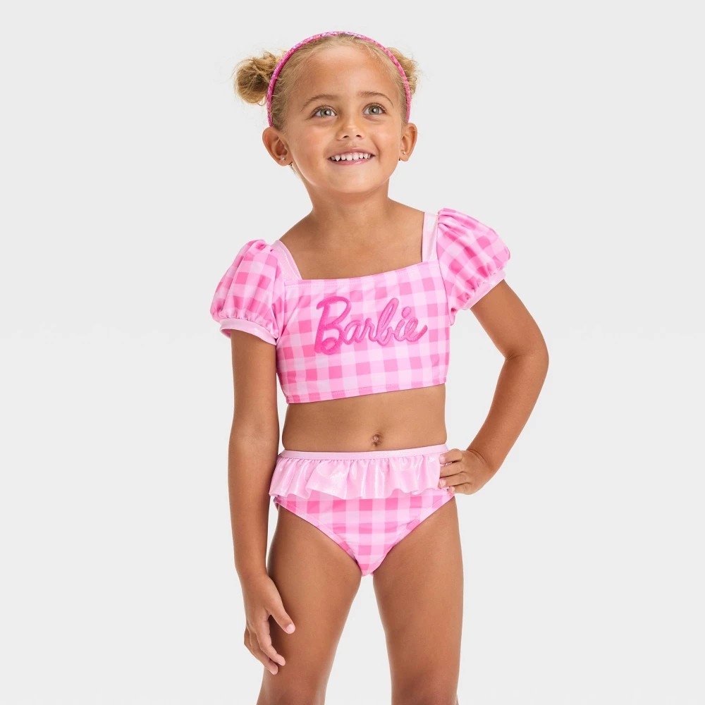 Barbie Toddler Girls' Tankini Set Pink 4T - UPF 50+ Swimwear