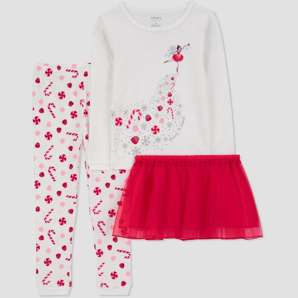 Carter's Toddler Girls' 3pc Christmas Fairy Tutu Pajama Set 2T