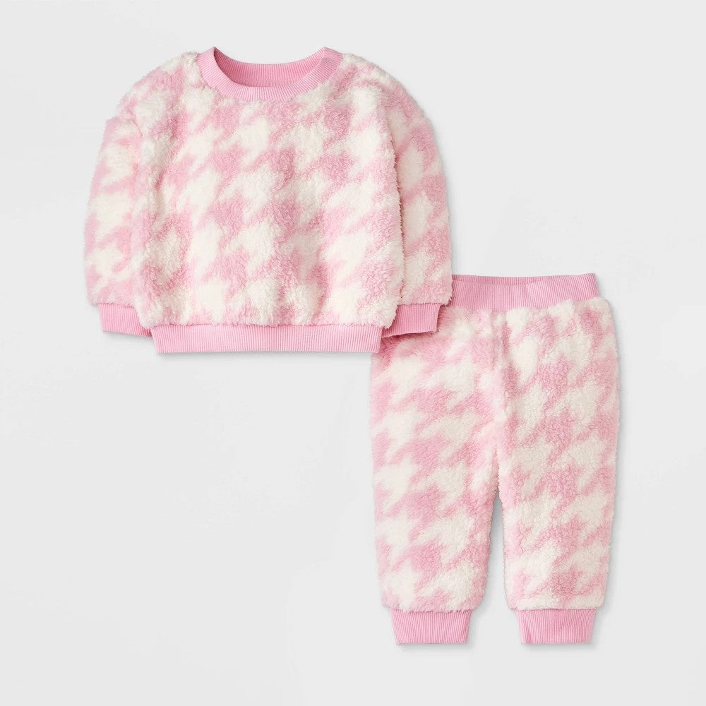 Baby Shearling Top & Bottom Set - Cat & Jack™ Light Pink 12M