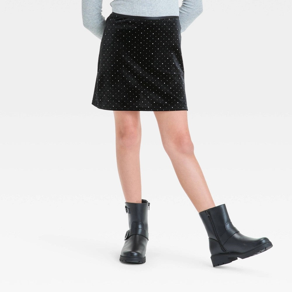 Art Class Girls' Velour Mini Slip Skirt Black Size S