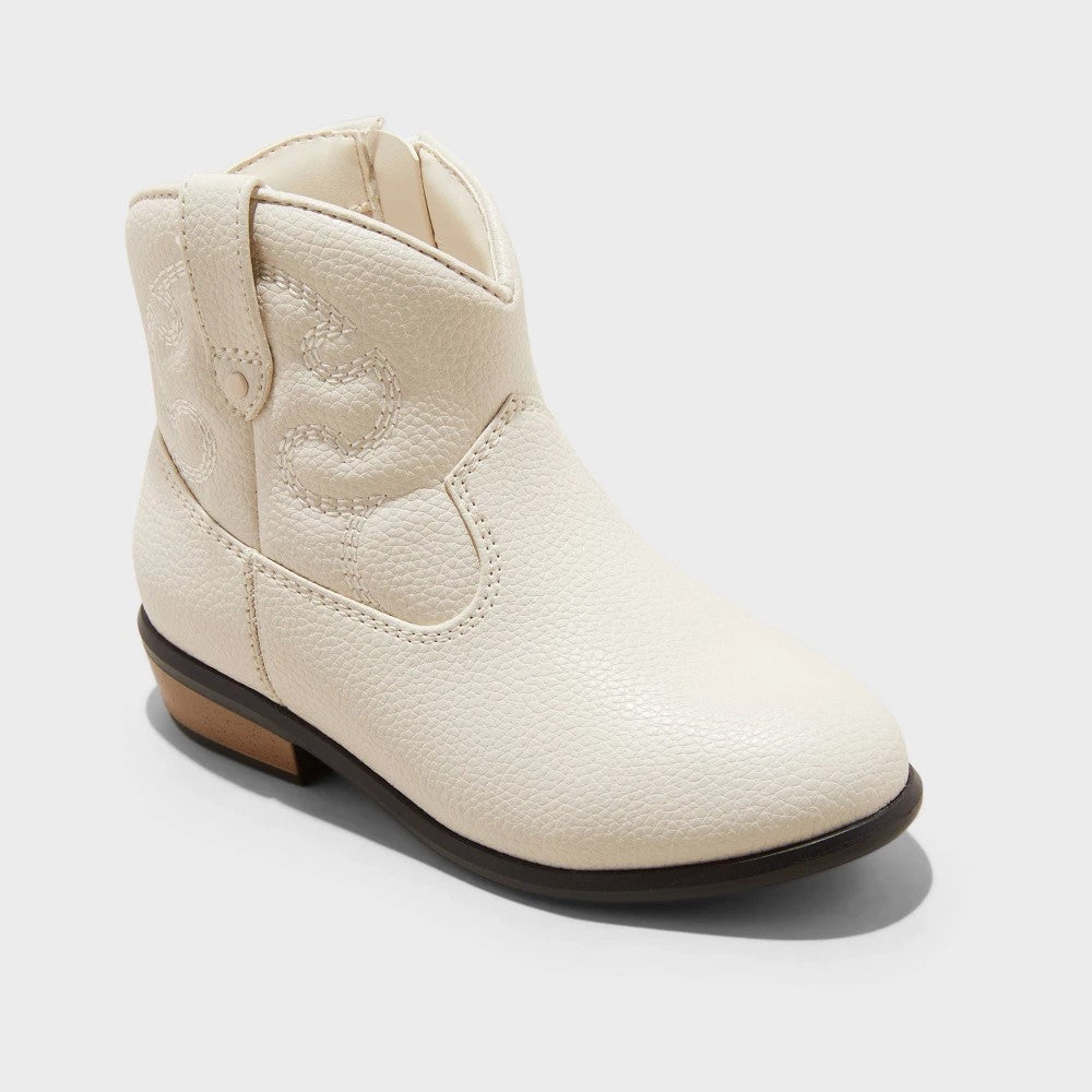Toddler Girls' Addie Western Boots - Cat & Jack Cream 7T