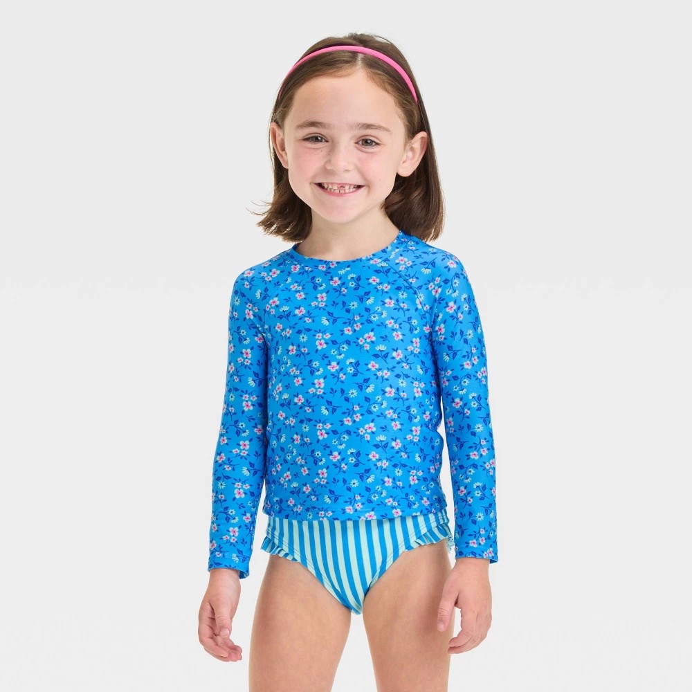 Cat & Jack Baby Girls' Tankini Set Long Sleeve Blue 18M