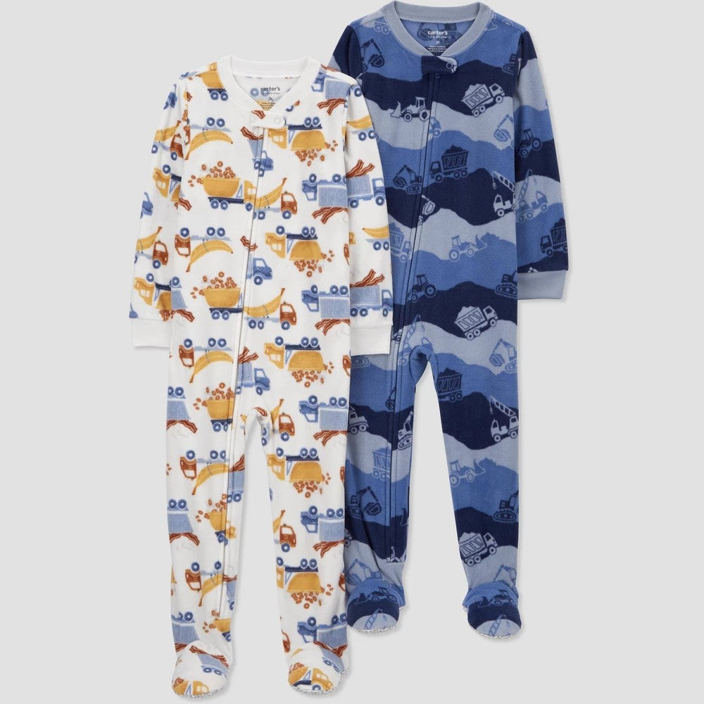 Carter's Toddler Boys' Construction Trucks Fleece Pajamas Size 18M