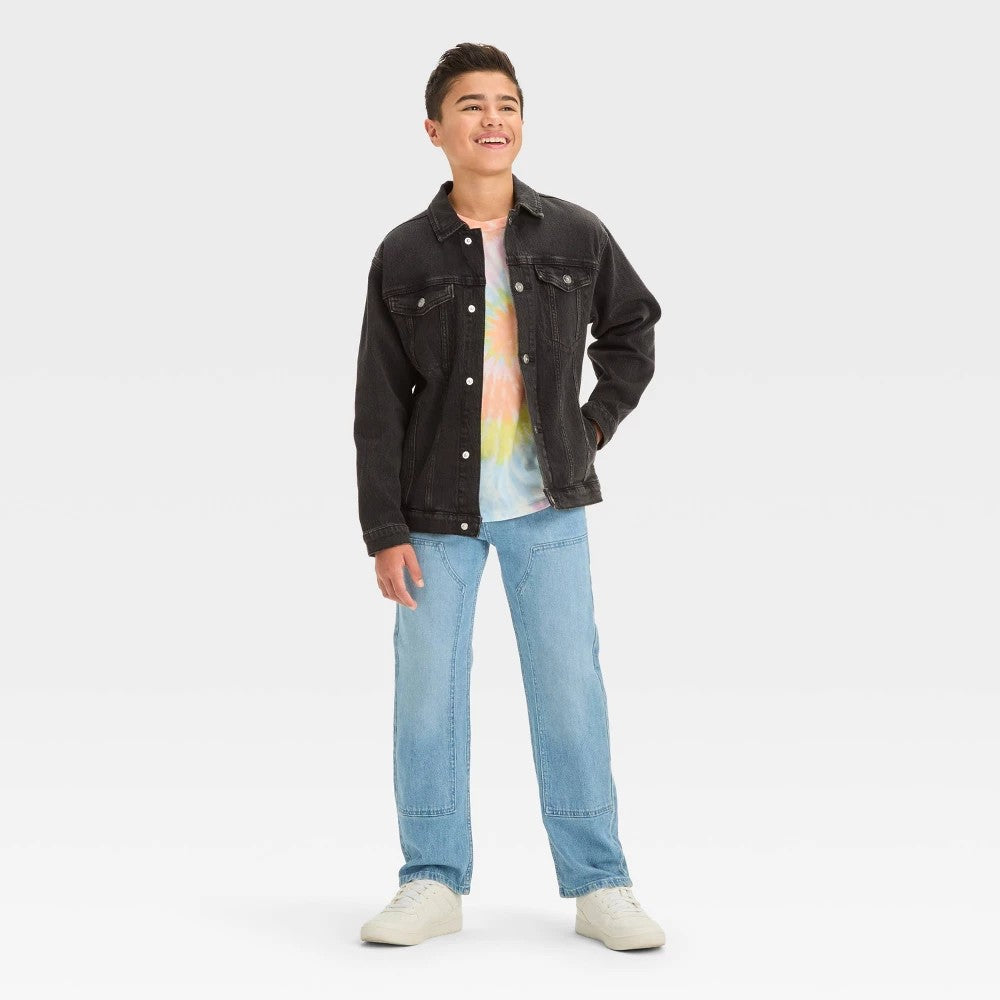 Art Class Boys' Black Denim Trucker Jacket, Size S