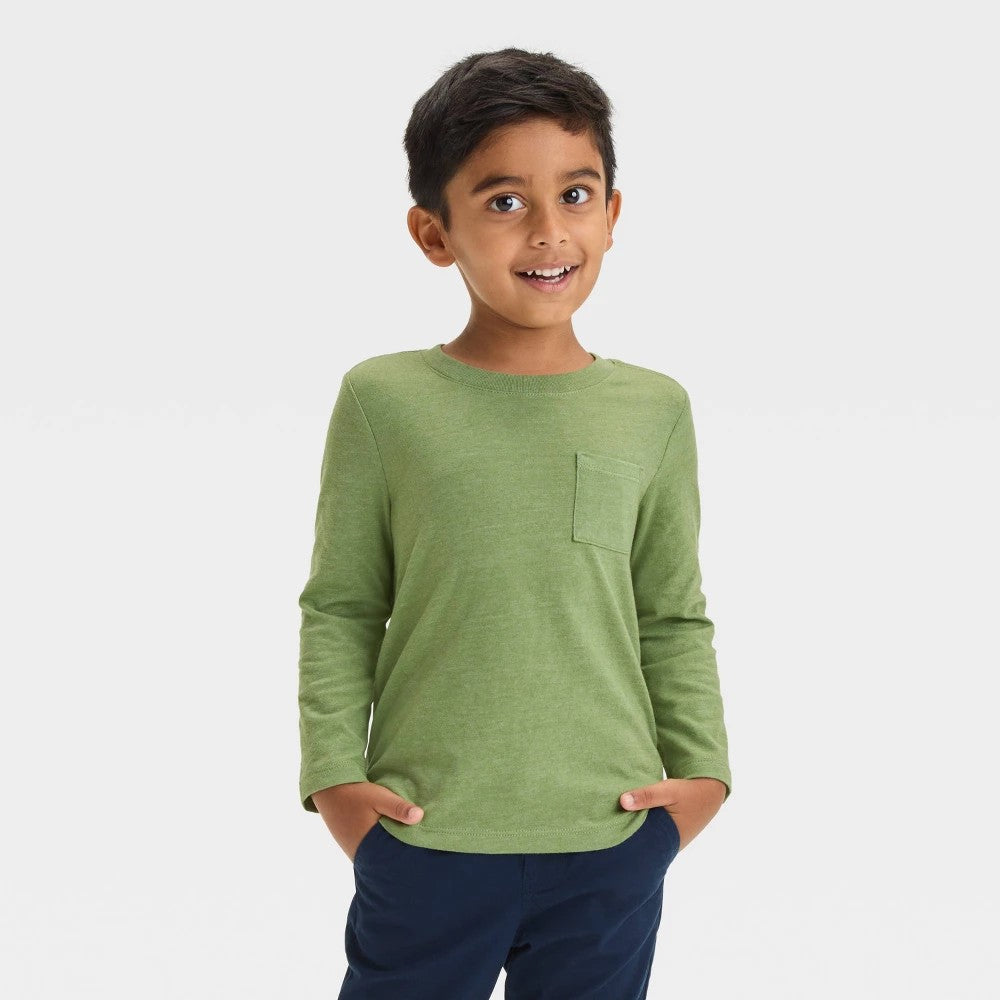 Cat & Jack Toddler Boys' Olive Green Long Sleeve T-Shirt 2T