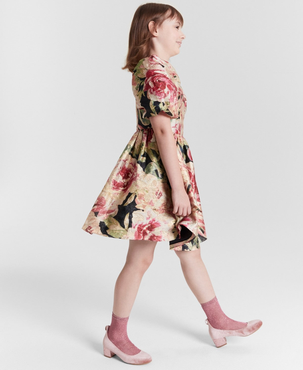 Rare Editions Floral Organza Dress Red, Size 8
